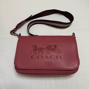 Coach Jes Messenger Pink Pebble Leather Crossbody Bag